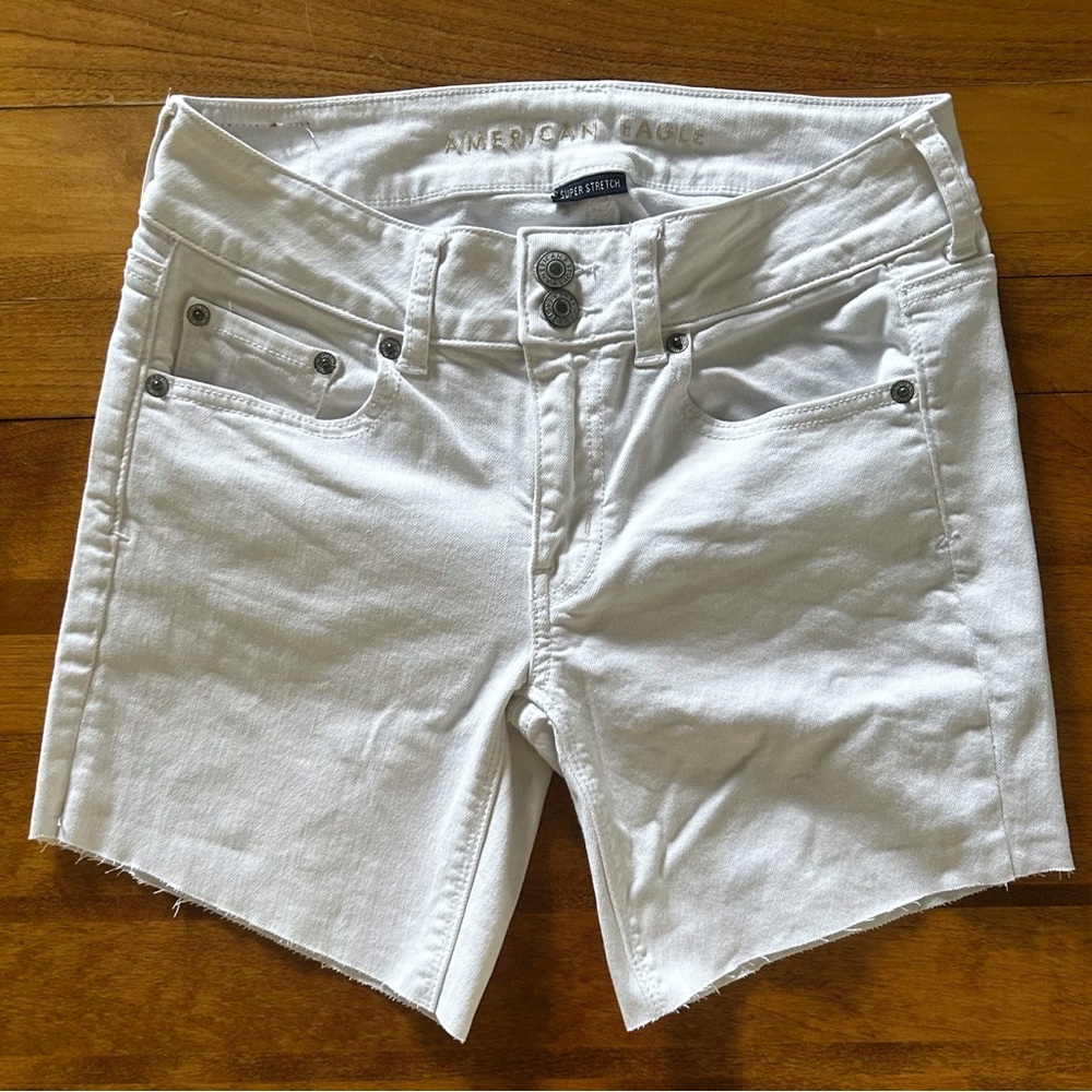 American Eagle White Cut Off Jean Shorts Denim Women’s Size 4 AE Jorts